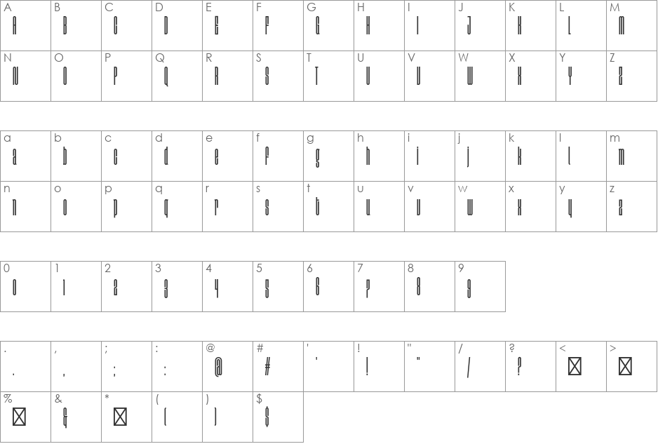 Disclaimer font character map preview