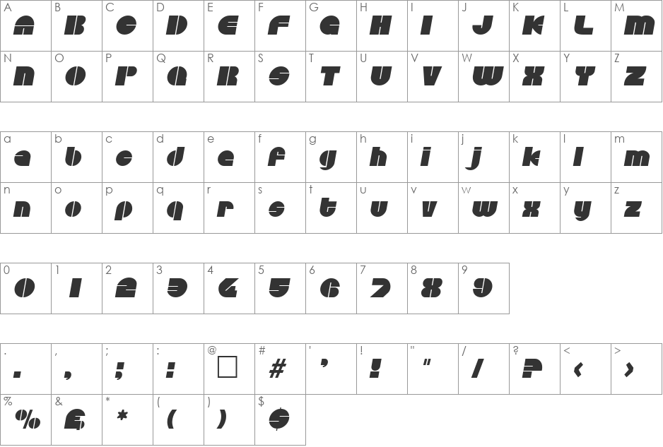 Disco font character map preview