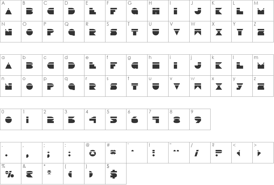 Disco Deck Laser font character map preview