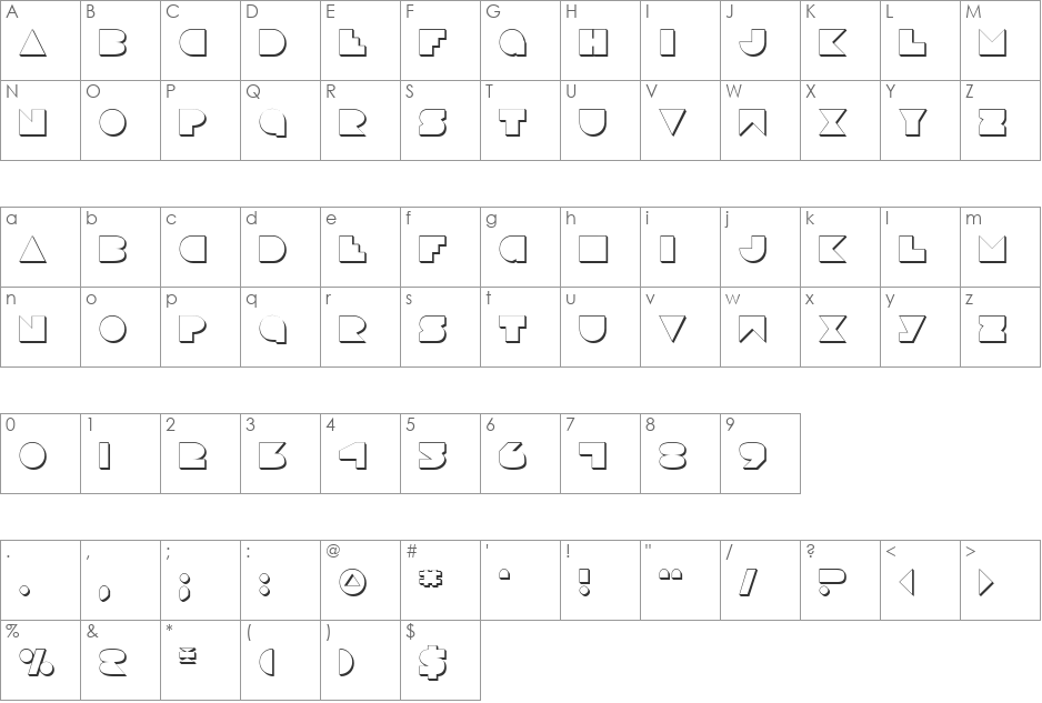 Disco Deck Shadow font character map preview