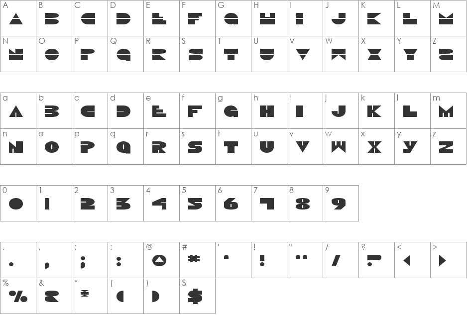 Disco Duck Expanded font character map preview