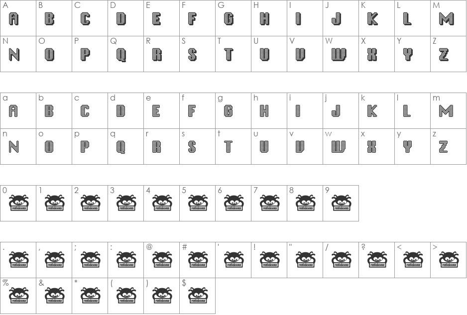 Disco Inferno font character map preview