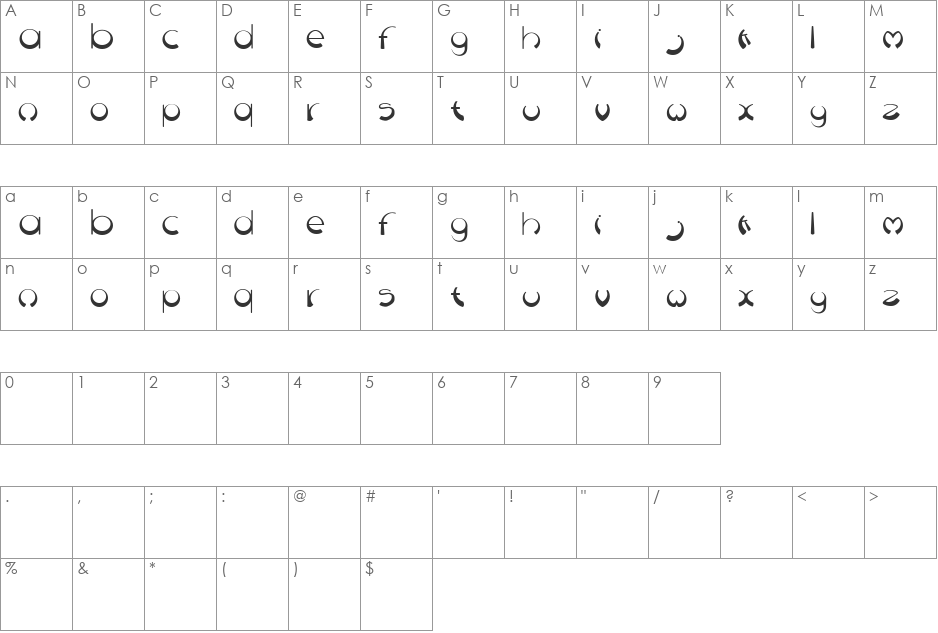 Discoid font character map preview