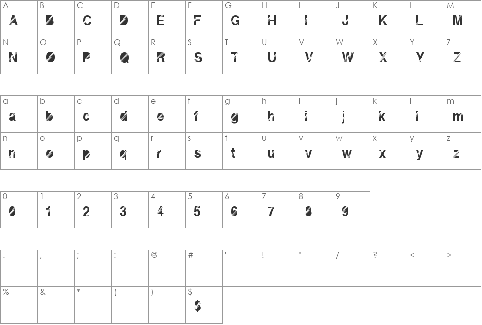 DiscoNight font character map preview