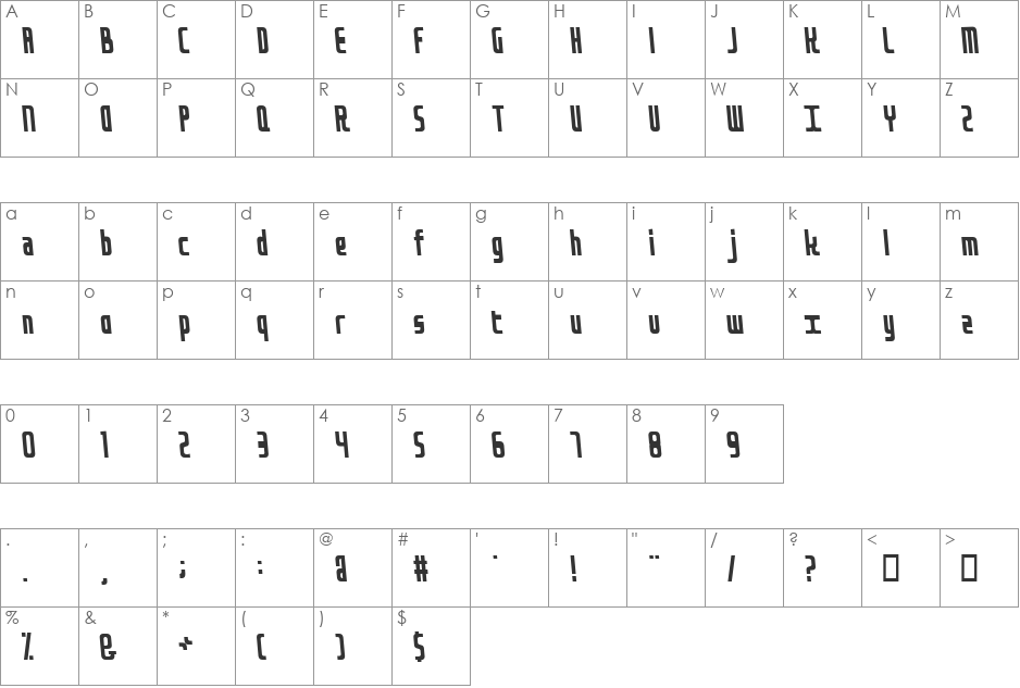 DiscoOblique font character map preview