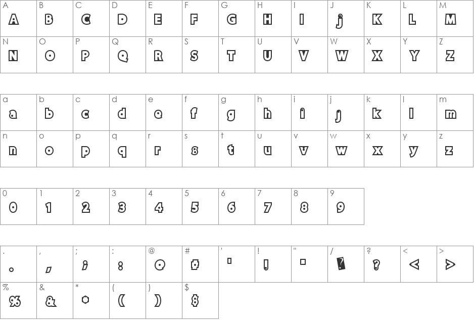 DiscoRush font character map preview