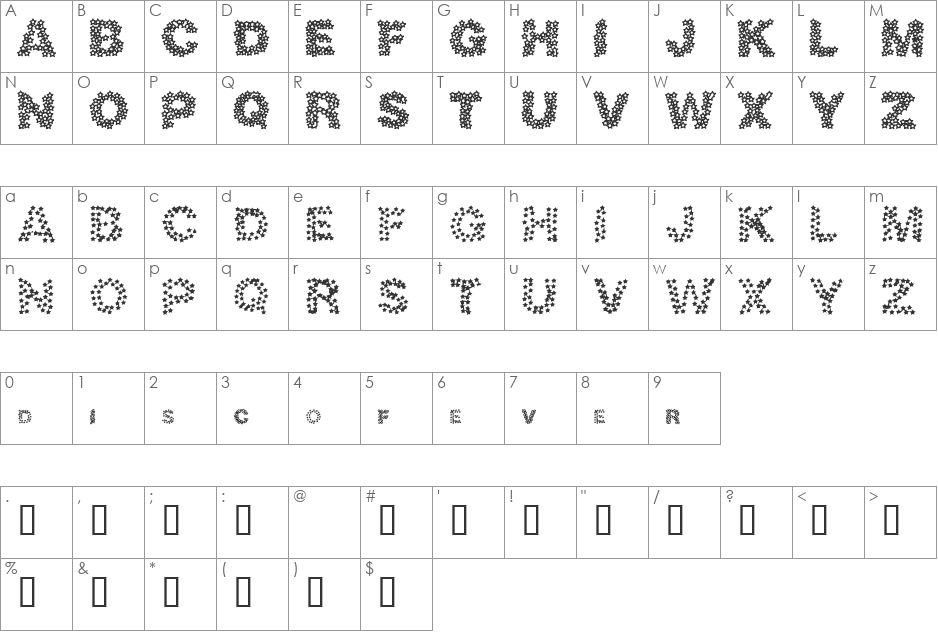 discotech font character map preview