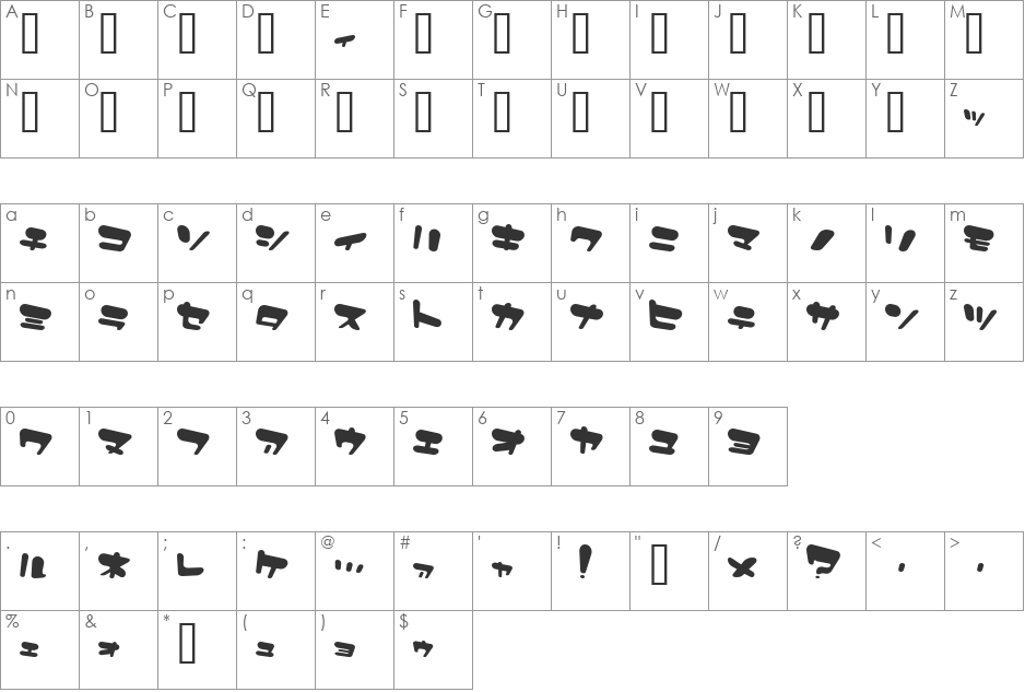 Discotic font character map preview