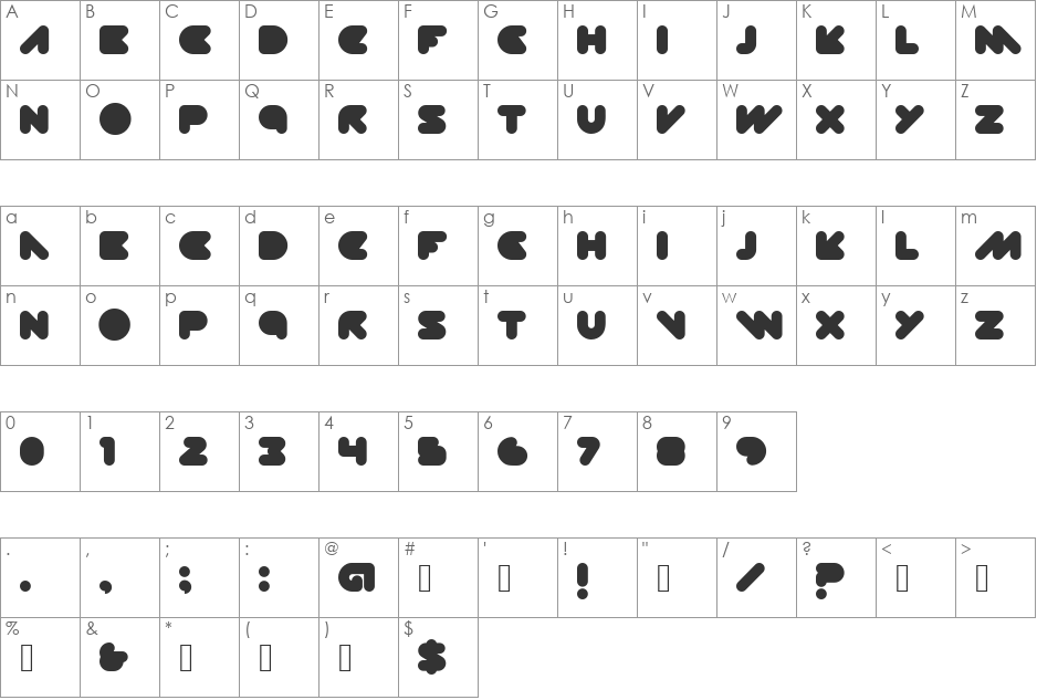 DISKOPIA font character map preview