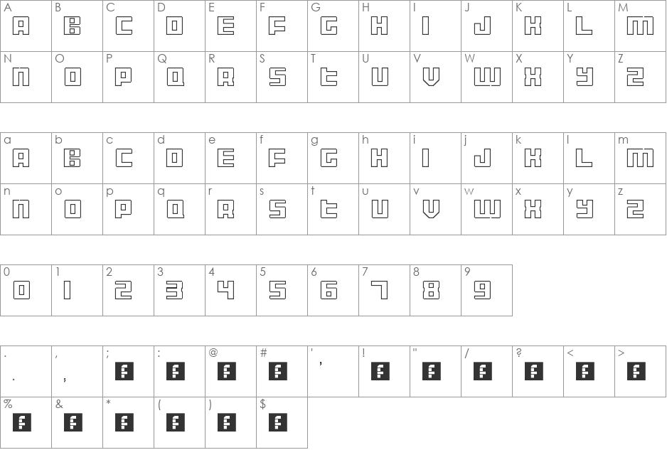 Display Gothic C font character map preview