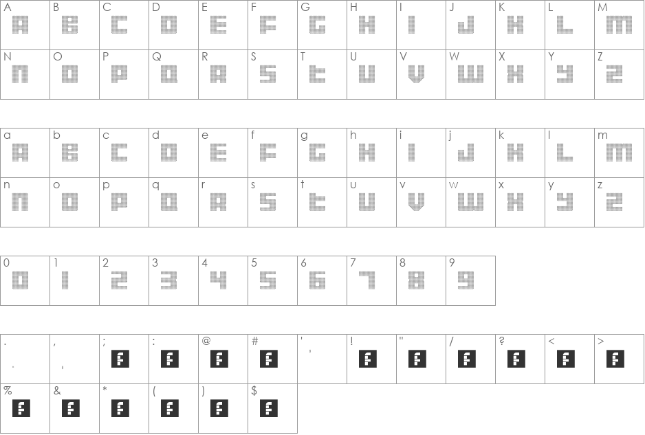 Display Gothic F font character map preview