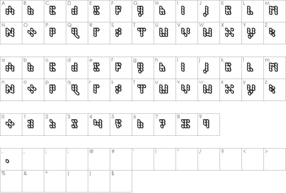 Dispute font character map preview