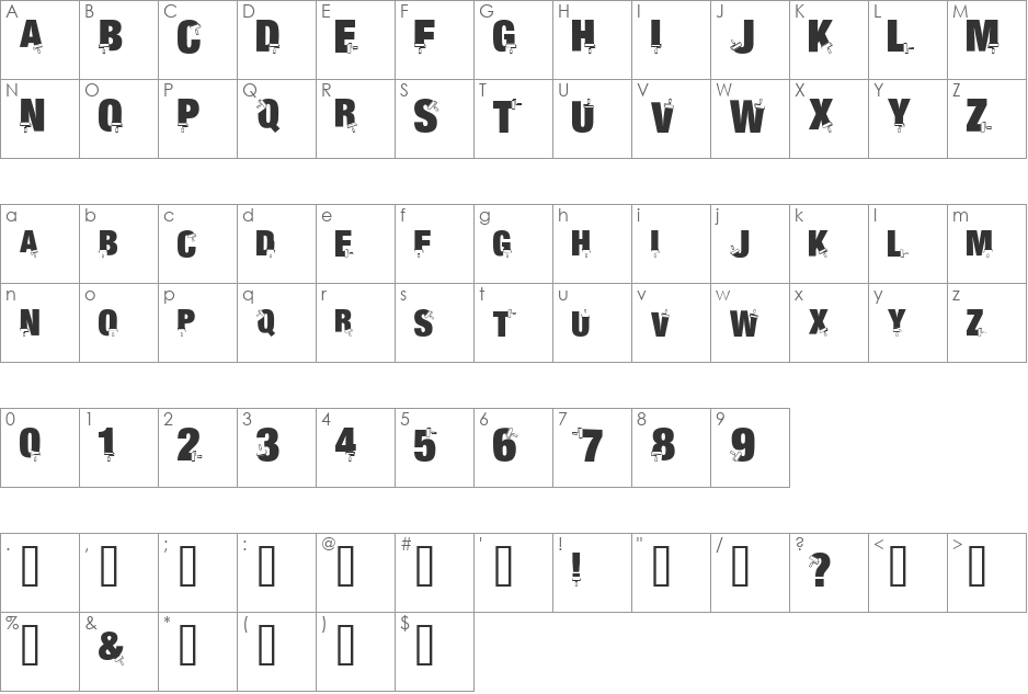 AlphaPaint font character map preview