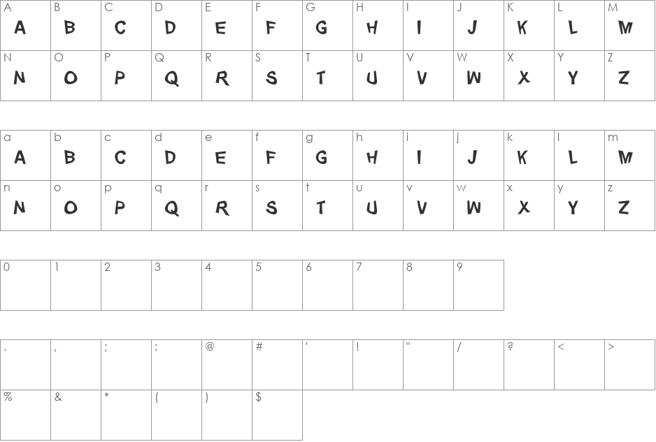 Distorty font character map preview