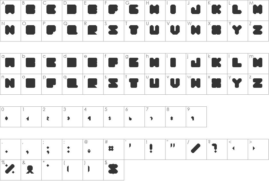 Divad Square font character map preview