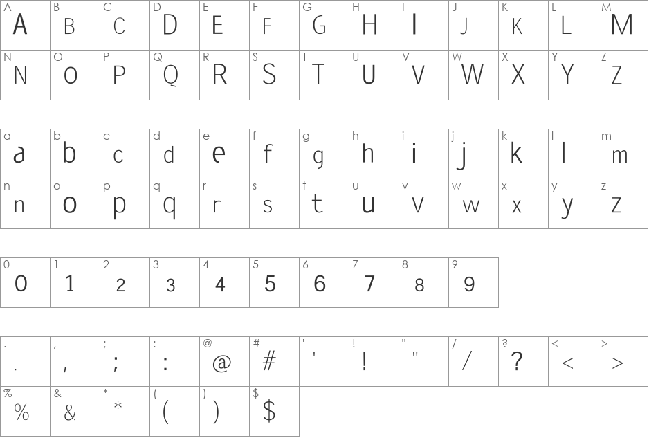 Diversitia font character map preview