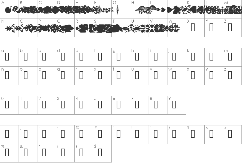 Dividers & Misc font character map preview