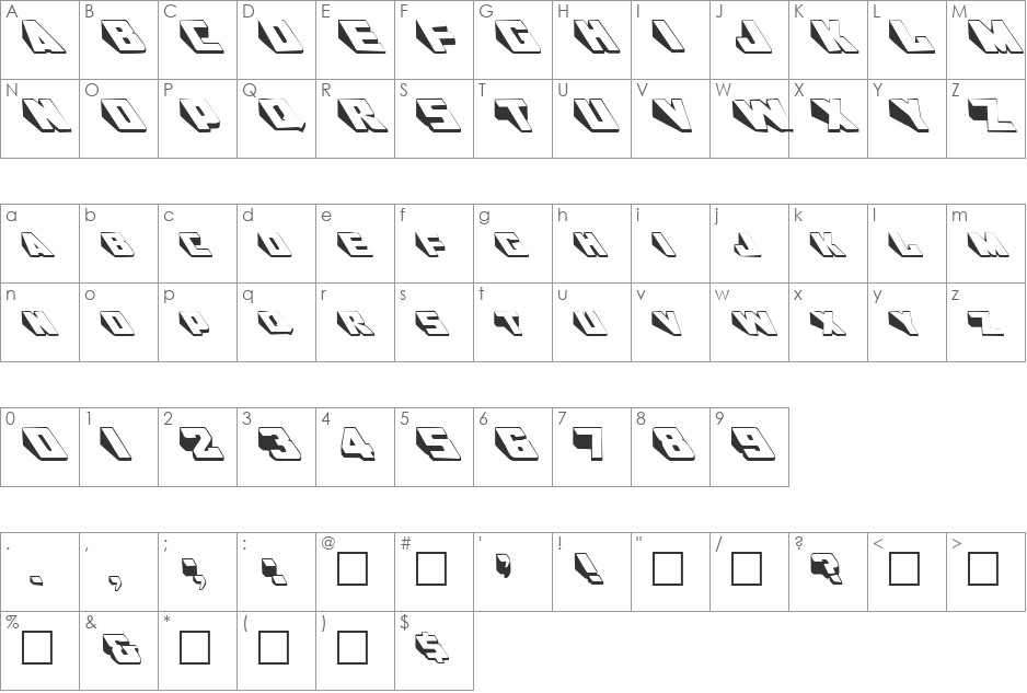 Divingboard font character map preview