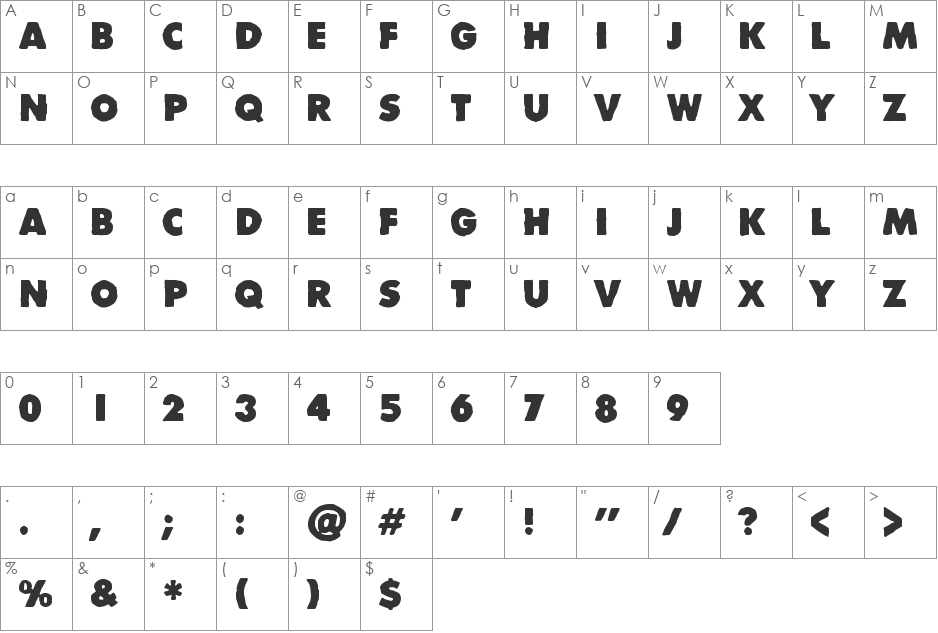 Divisible Invisible High font character map preview