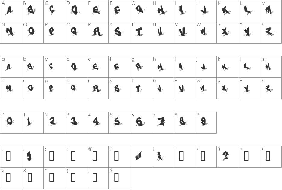 AlphaRunning font character map preview