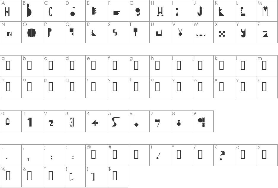 DIY Foundations font character map preview