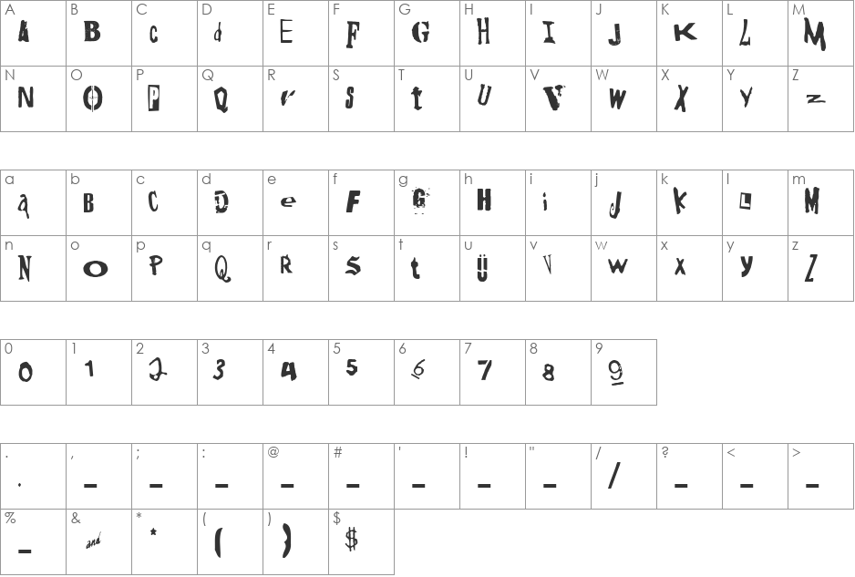 DIY Two font character map preview