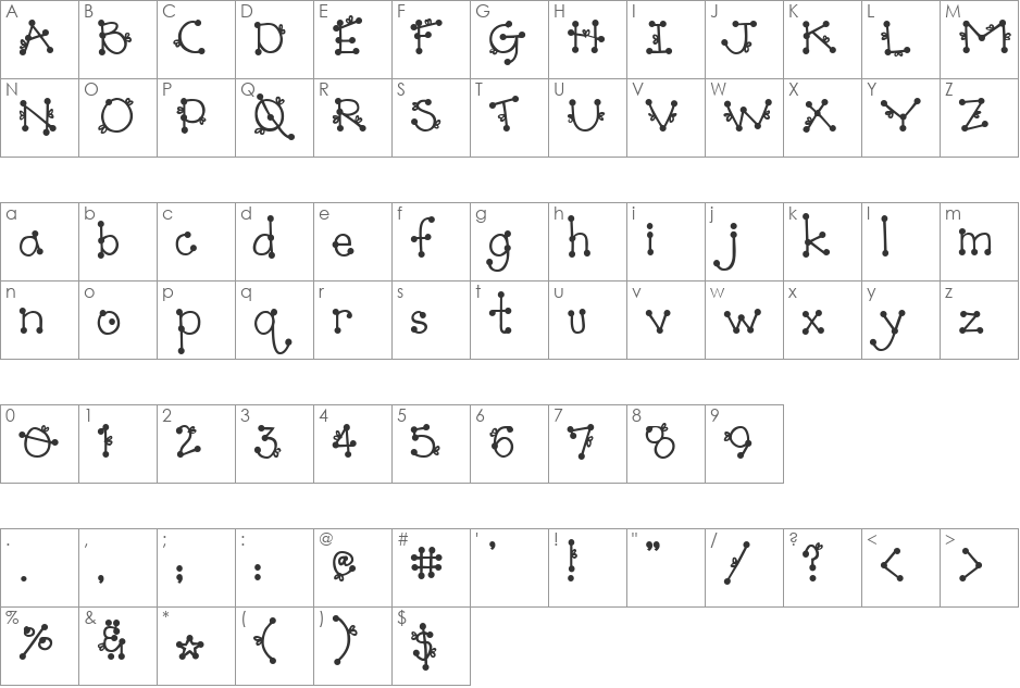 Dj Bowtie font character map preview