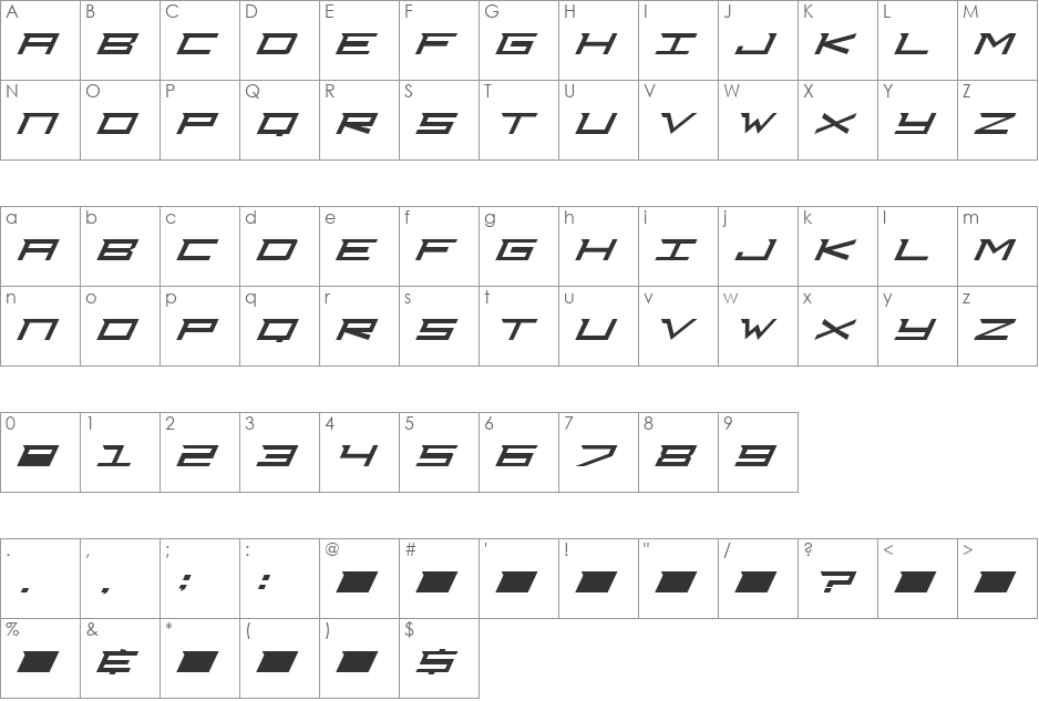 Dj Courageous font character map preview