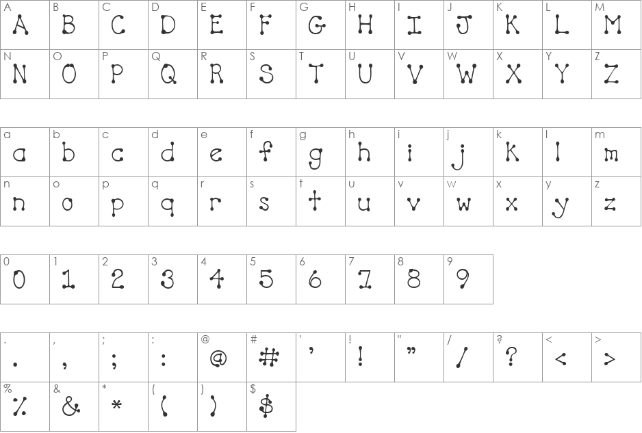 DJ Goo font character map preview