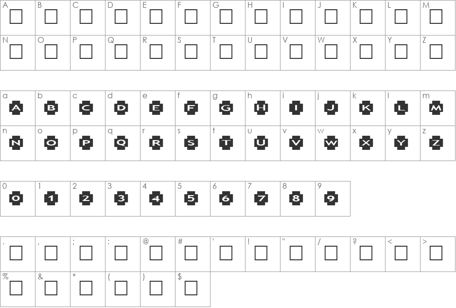 AlphaShapes crosses font character map preview