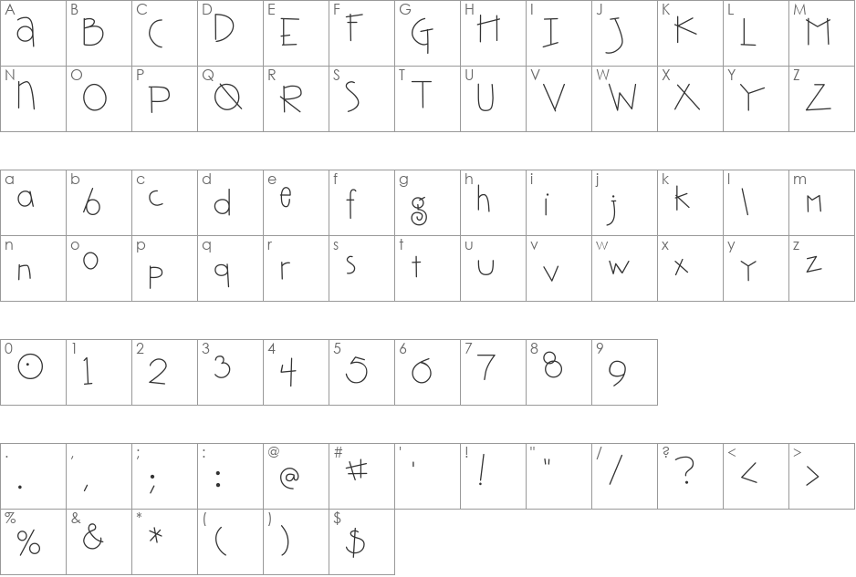 DJ Jumble font character map preview