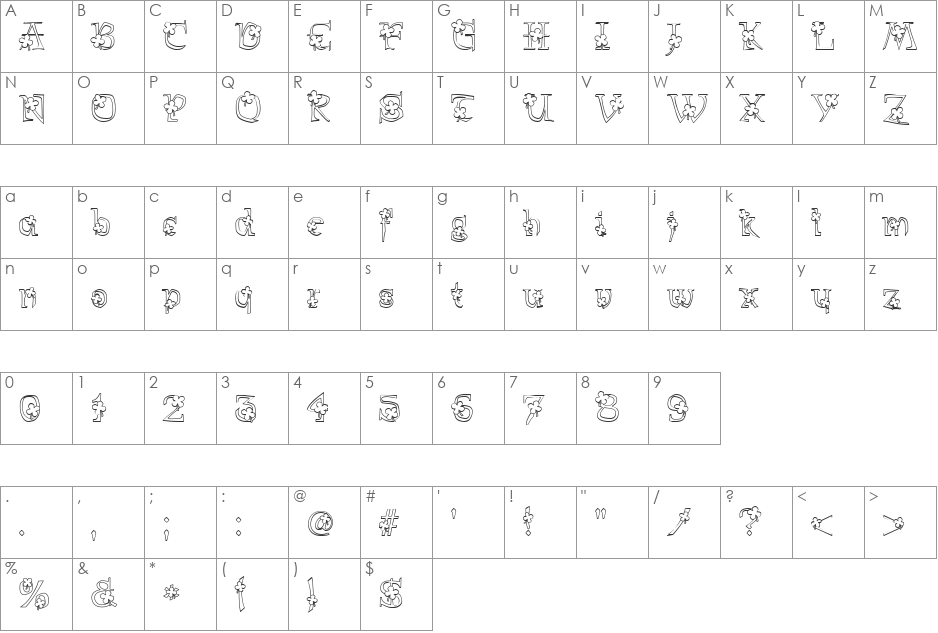 DJ Shamrock font character map preview