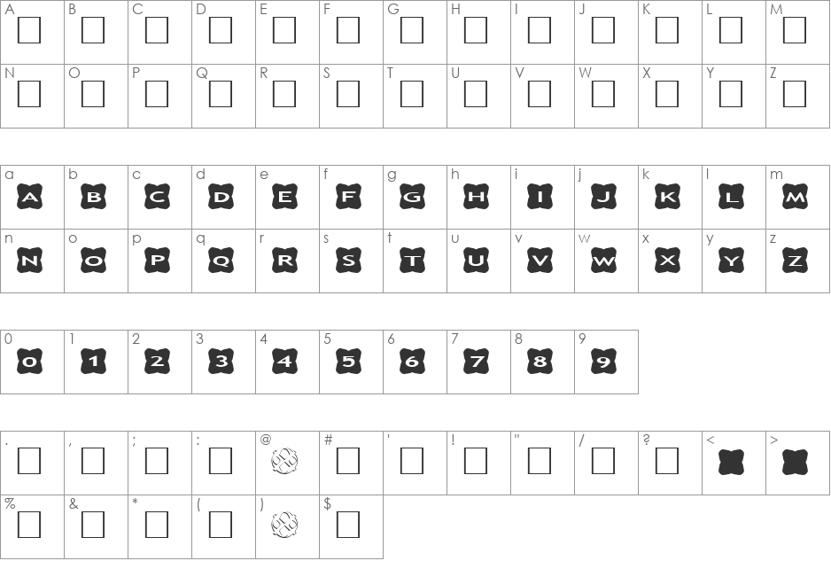 AlphaShapes crosses 3 font character map preview