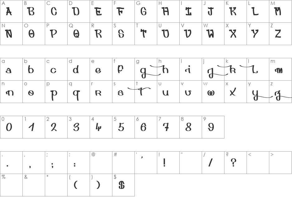 Djah Beat font character map preview