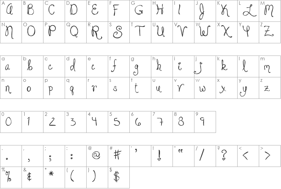 DJB  JACKED UP KINDA LUV font character map preview