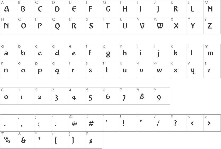 Abbey-Medium font character map preview