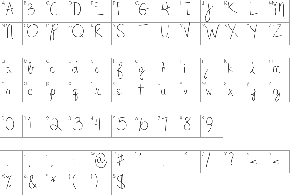 DJB CLyleRun font character map preview