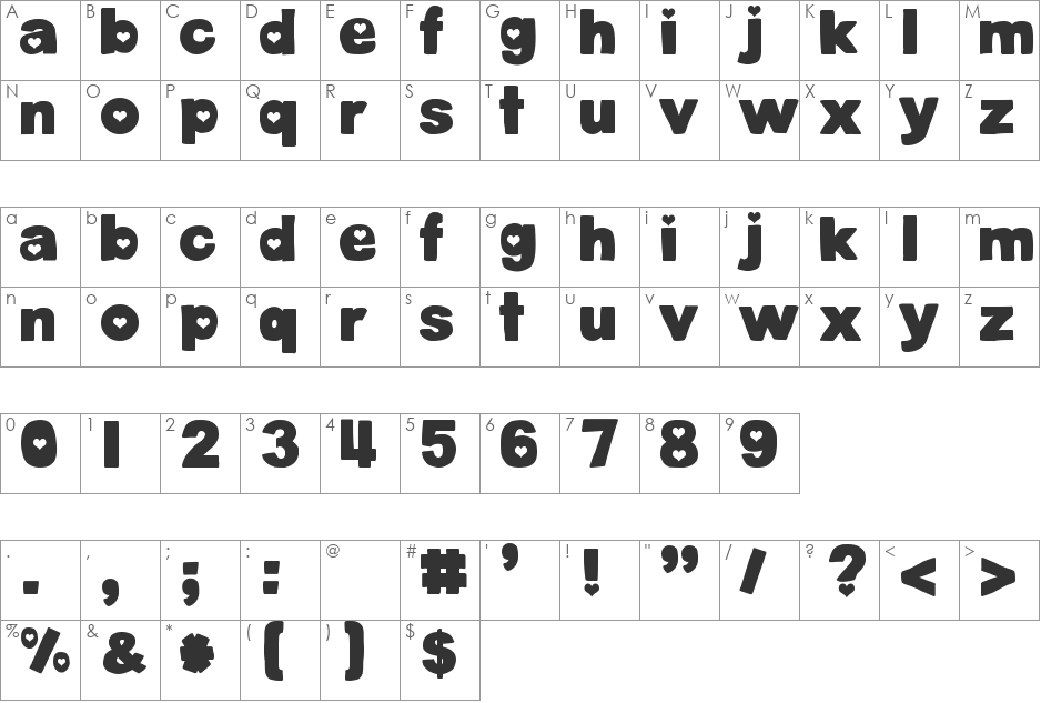 DJB Cutouts-Stars font character map preview