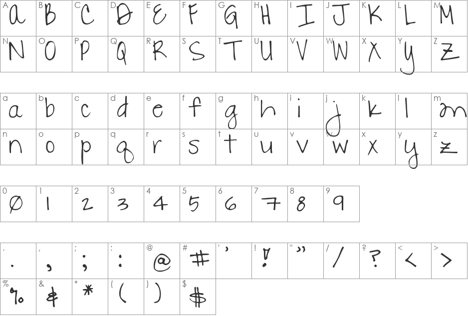 DJB DANIELLE 2.0 font character map preview