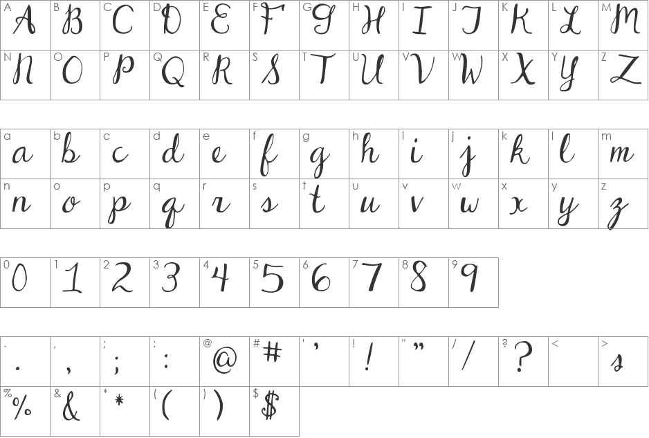 DJB Dear St. Nick font character map preview