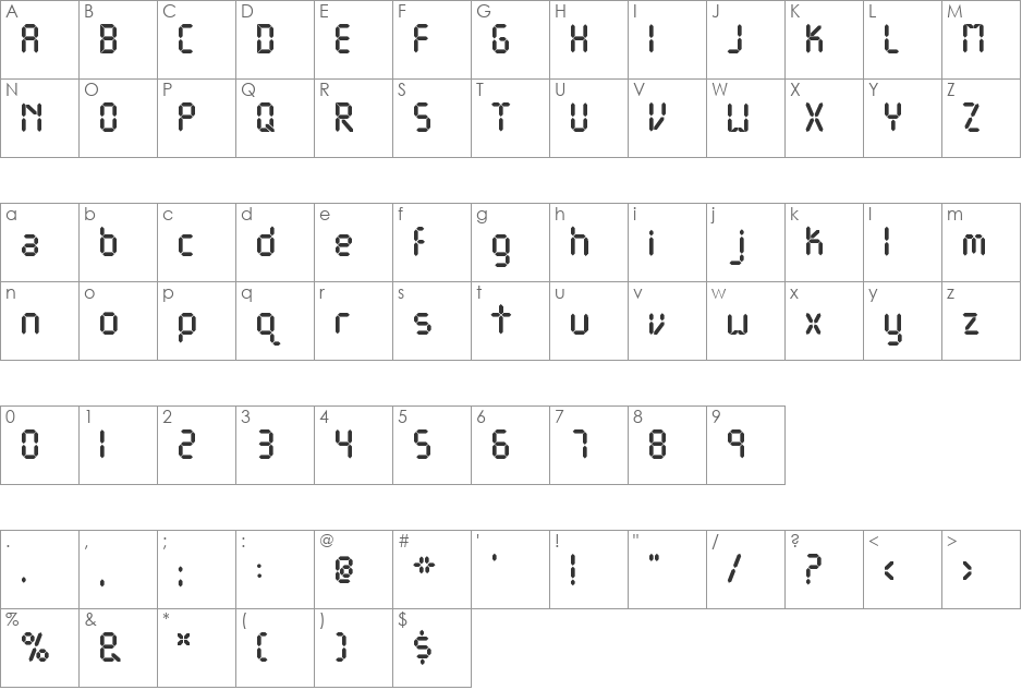 DJB Get Digital font character map preview