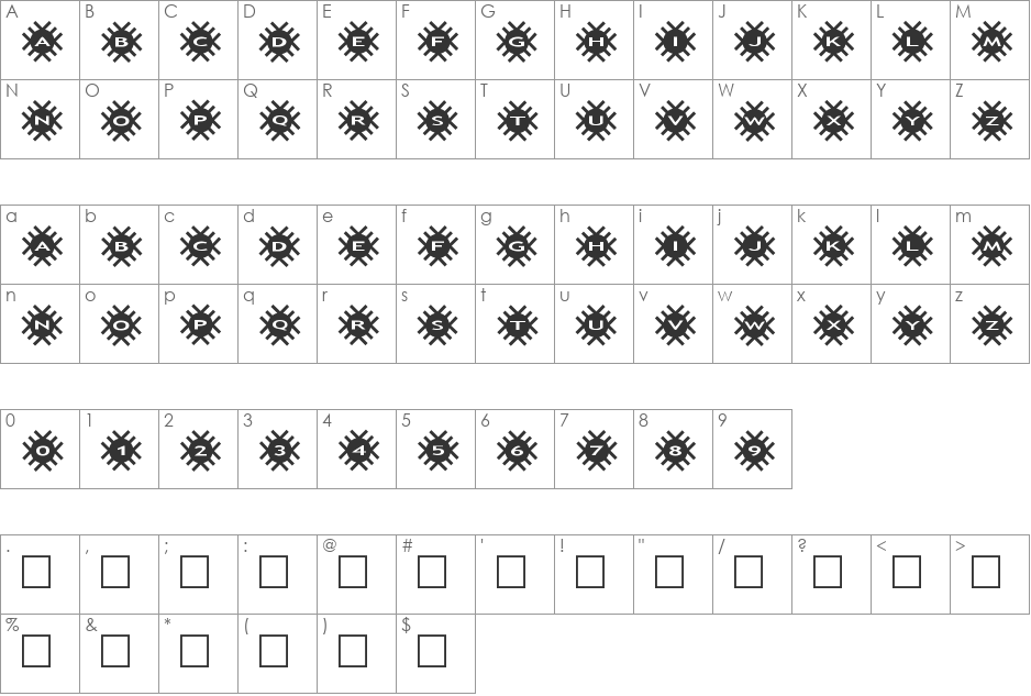 AlphaShapes grids 2 font character map preview