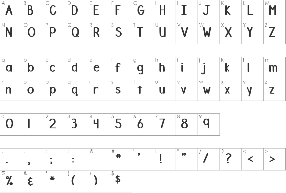 DJB Stinky Marker font character map preview