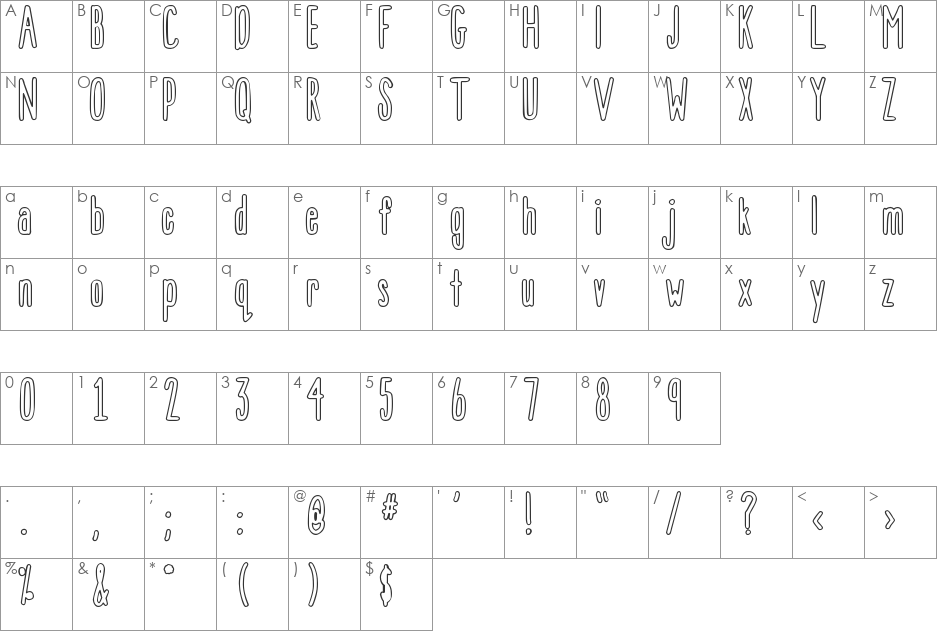 DJB That Font I Saw on TV font character map preview