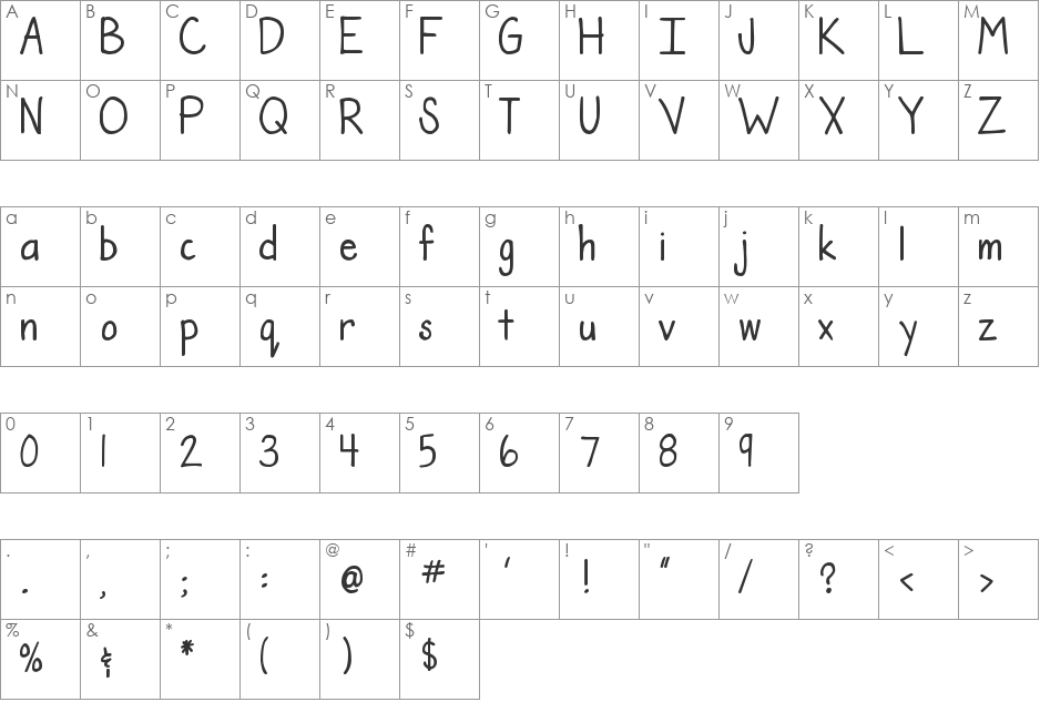 DJB The Teacher Font font character map preview