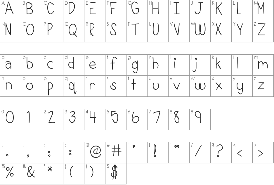 DJB This is My Life font character map preview