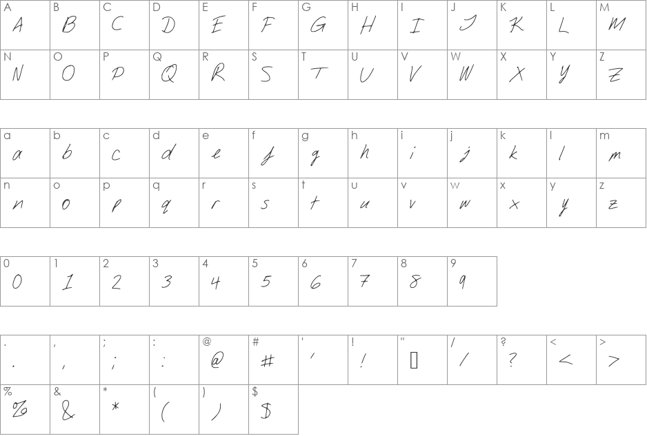 DJsSlantSerif font character map preview