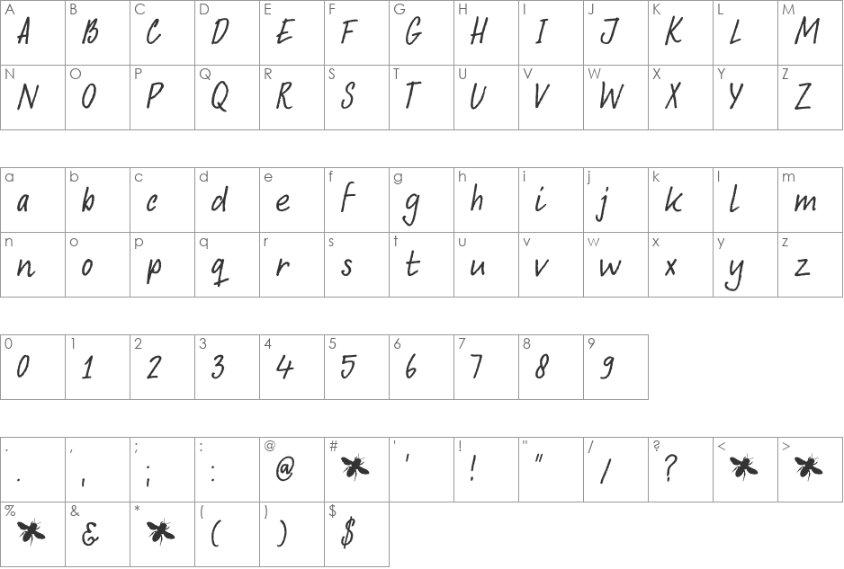 DK Abelia font character map preview