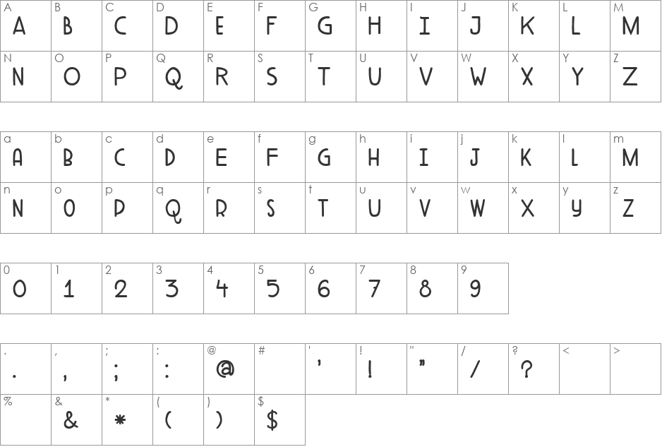 DK Aderyn font character map preview