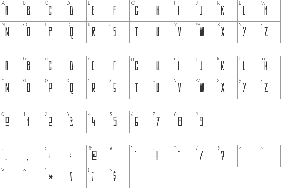 DK Americain font character map preview